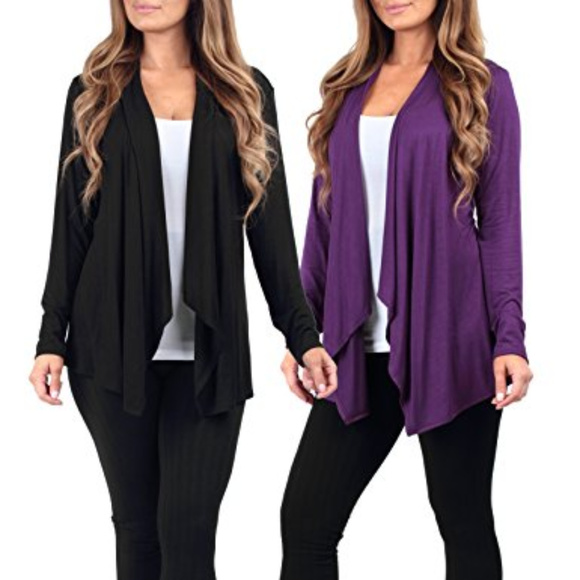 Black Open Front Drape Front Cardigan - Picture 4 of 5